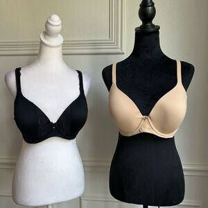 Soma Black and Cream Women's Full Coverage Bras, Size 38C